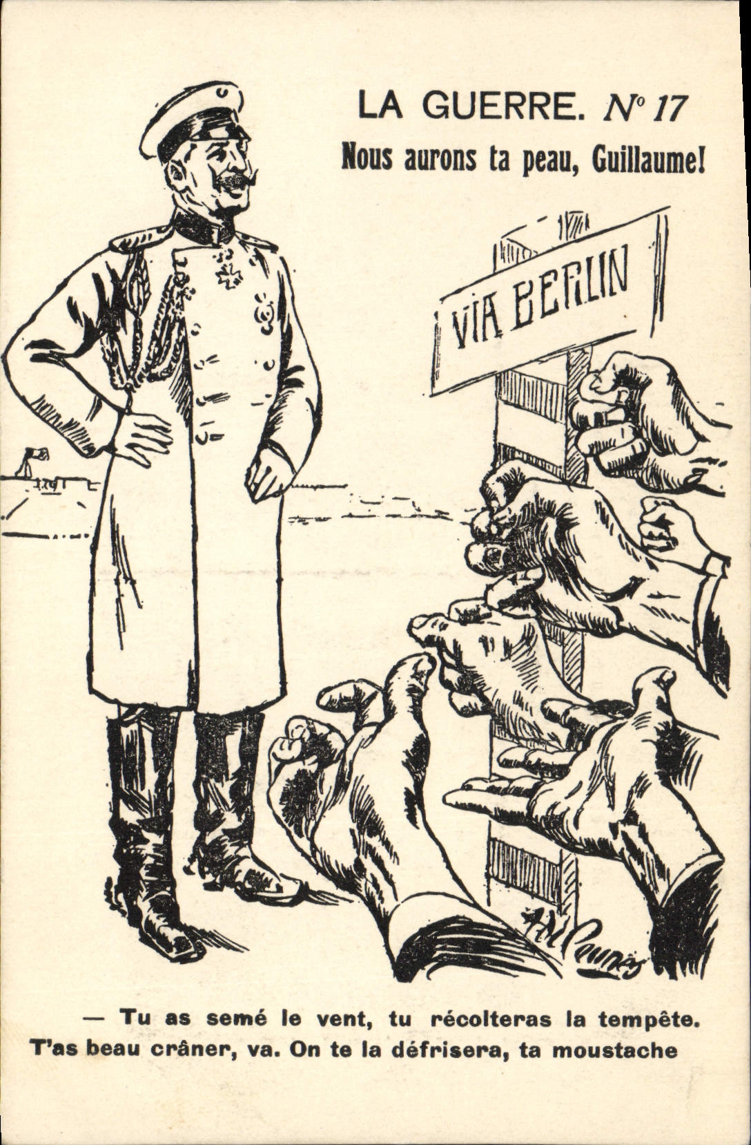 Vintage Postcard Militaria We will have your skin Guillaume