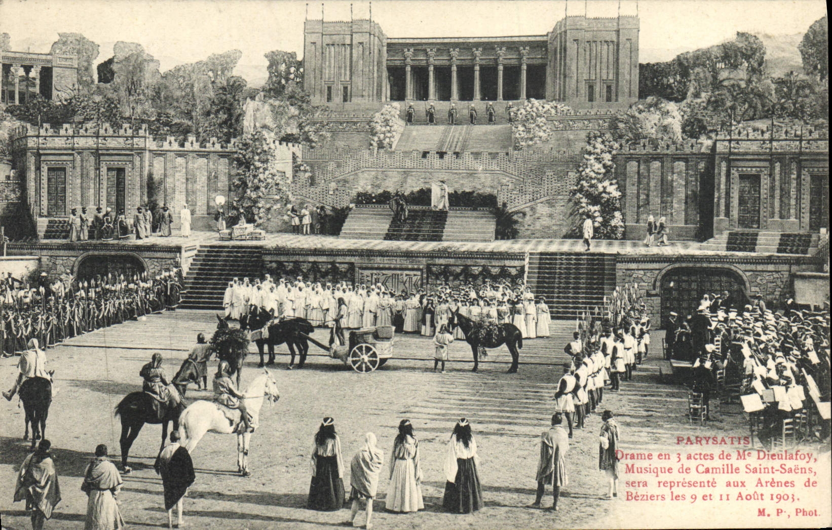 CPA Theatre Parysatis Drame de Dieulafoy Camille Saint Saens 
