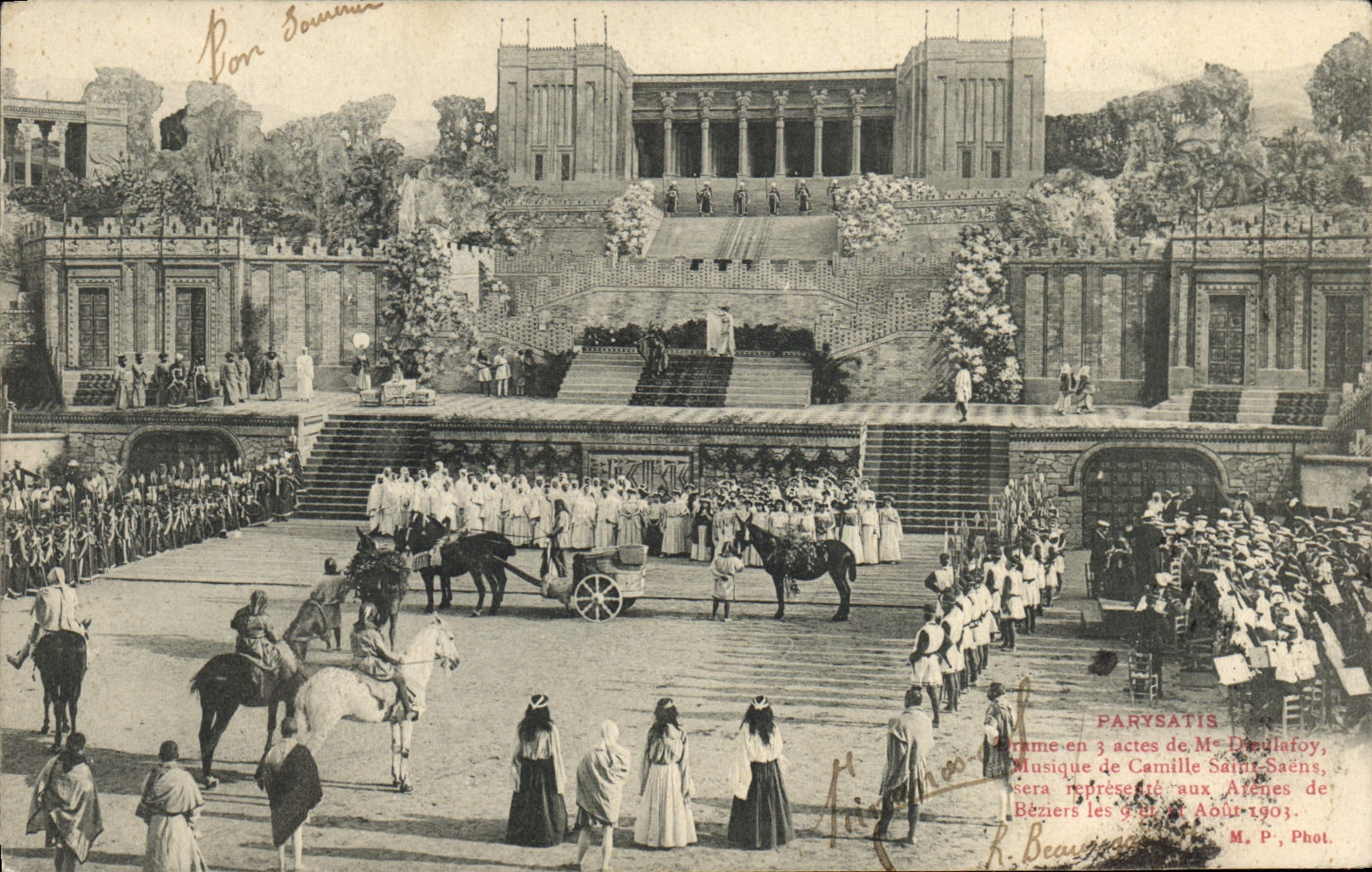 Vintage Postcard Theater Parysatis Dieulafoy Camille Holy Saens