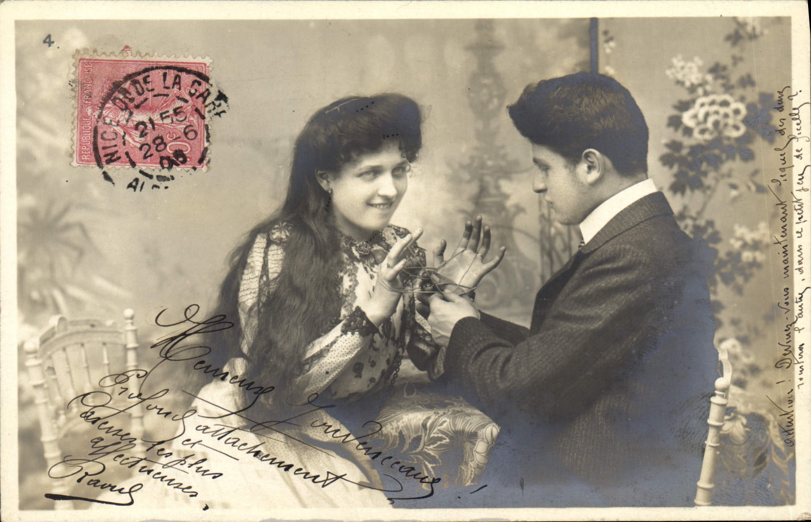 Vintage Postcard Plays Woman