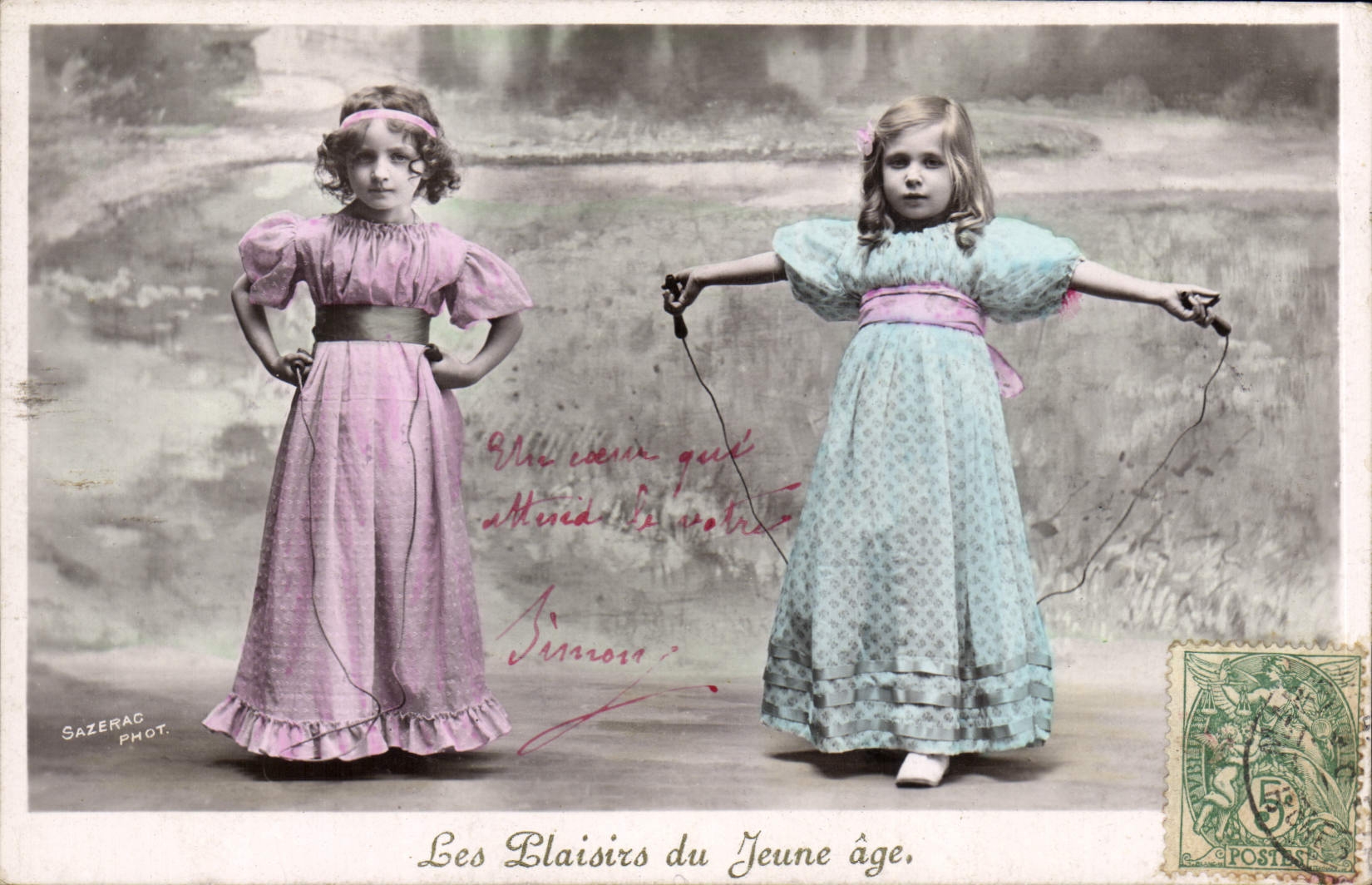 Vintage Postcard Enfants the pleasures of an young age Skipping rope