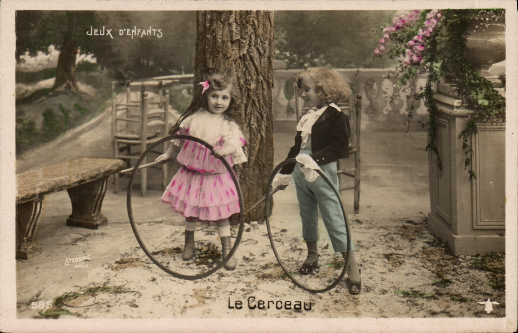 Vintage Postcard Children the hoop