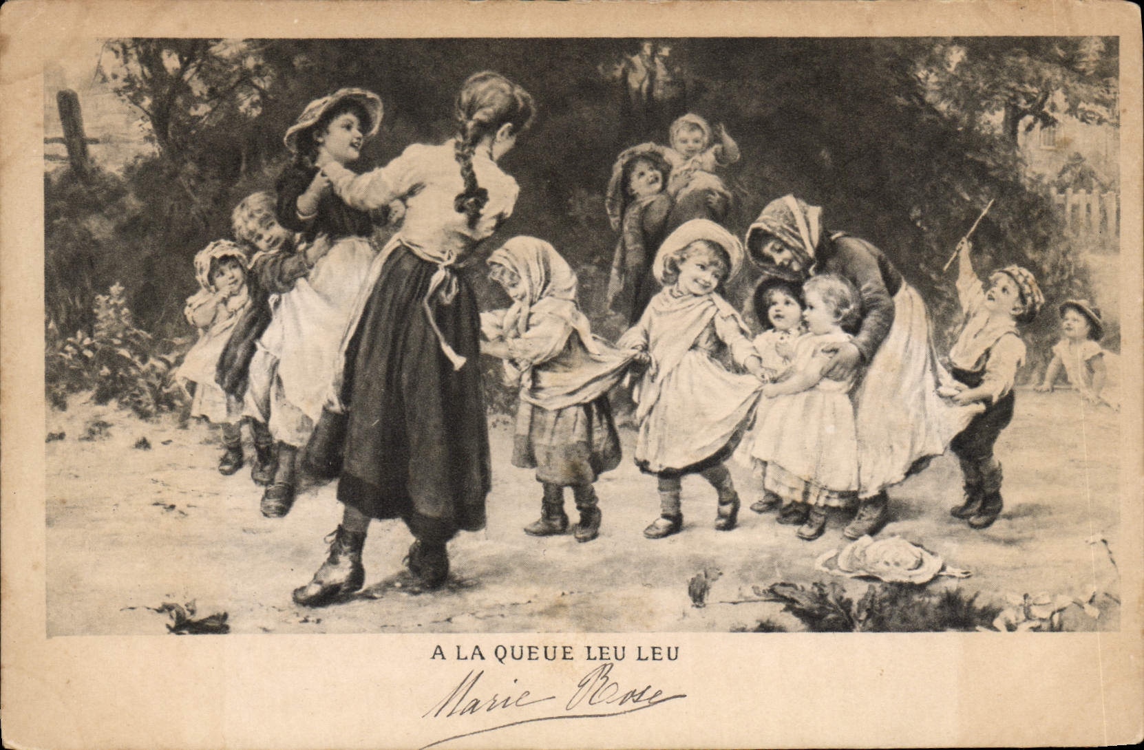 CPA Enfants A la queue leu leu 