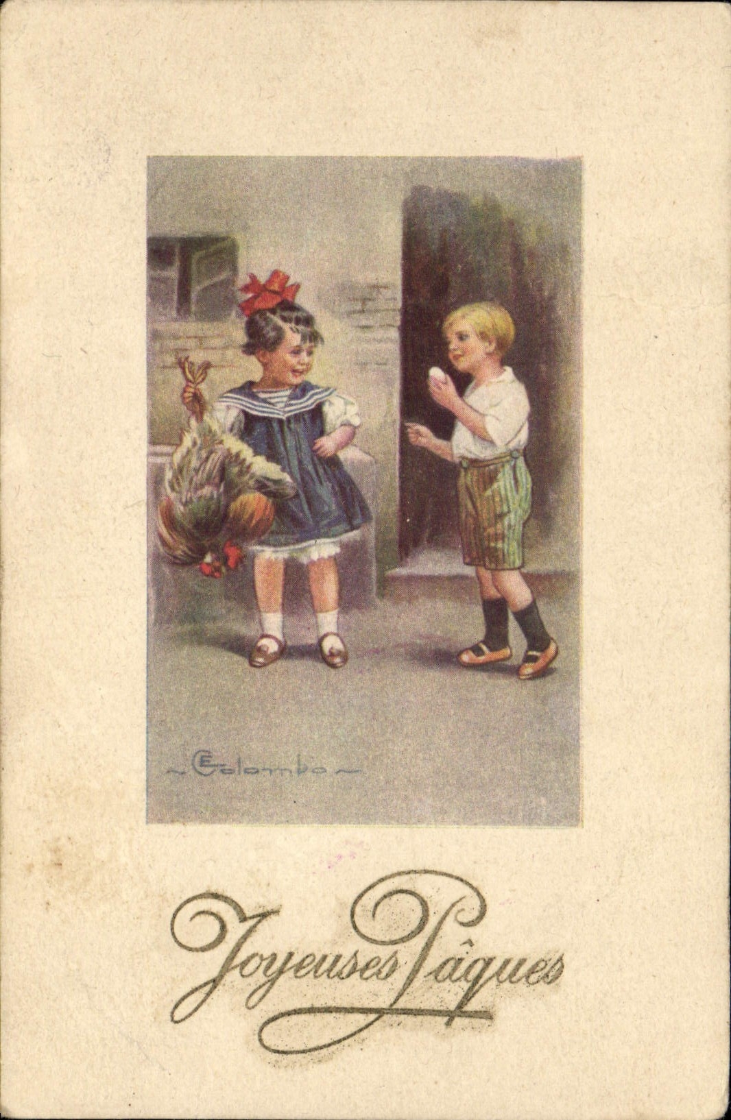 Vintage Postcard Fantaisie Illustrator Colombo Enfants Park
