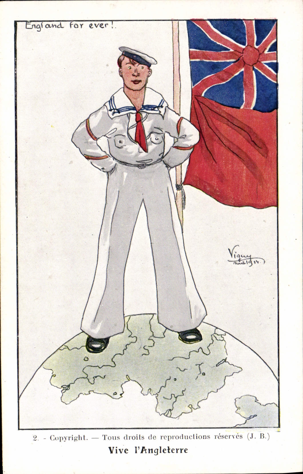 Vintage Postcard Fantaisie Illustrator Lives England Marin Militaria