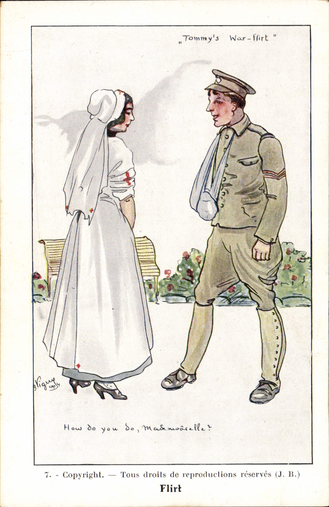 Vintage Postcard Fantasy Illustrator Fling Militaria Nurse