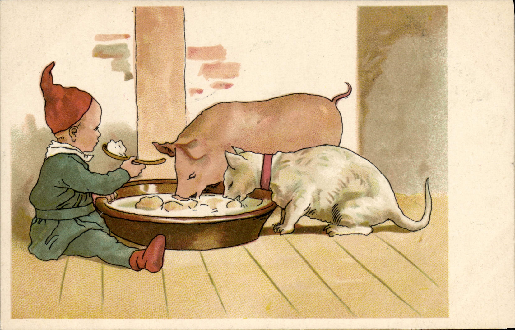 Vintage Postcard Fantasy Illustrator Imp Cat Cats Kitten