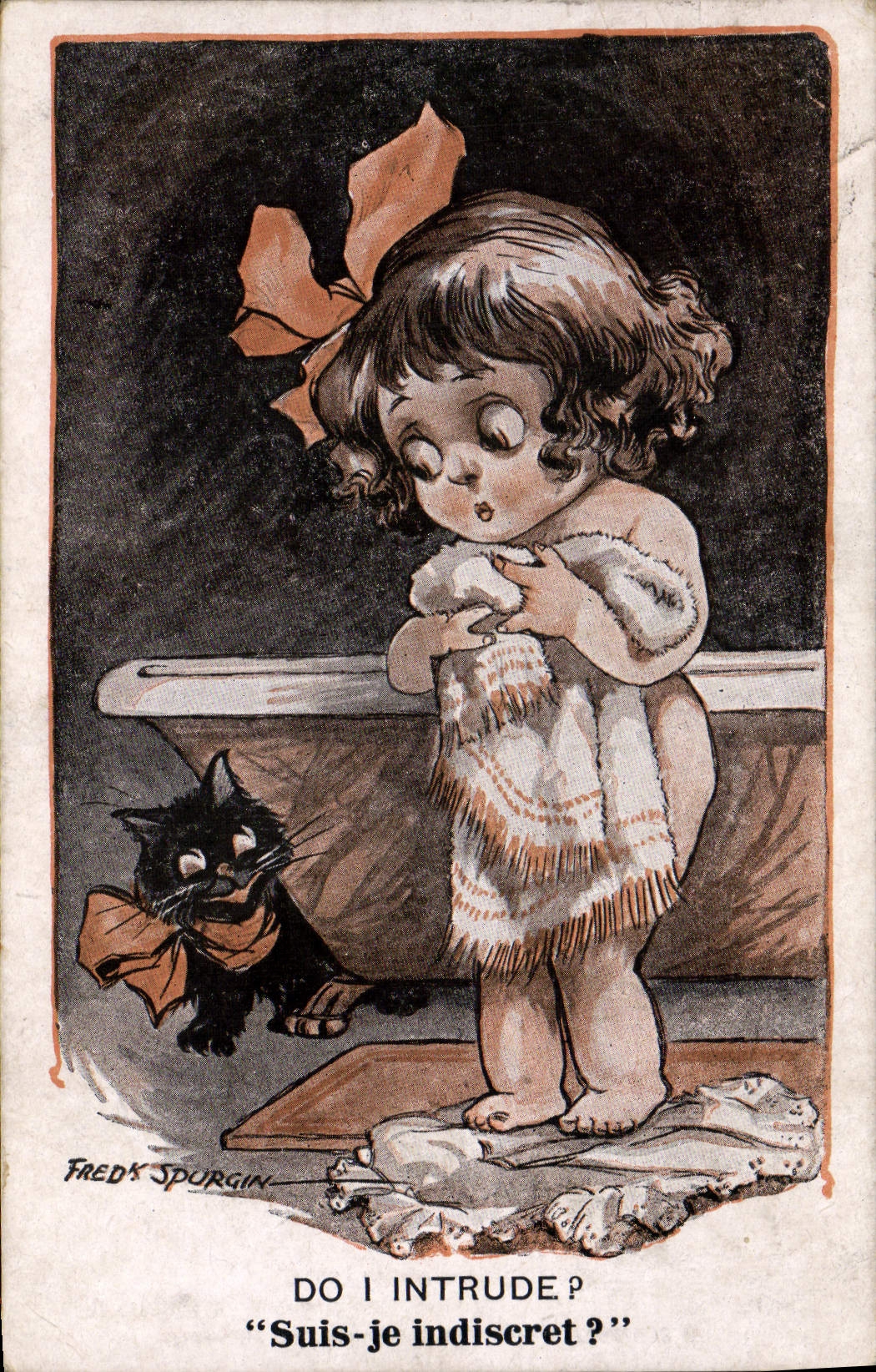 Vintage Postcard Fantasy Illustrator Fred Spurgin Cat Kitten
