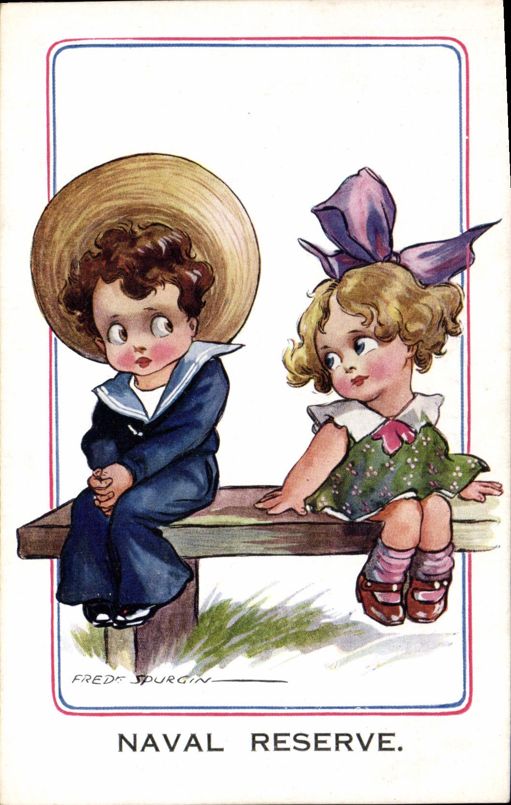 Vintage Postcard Fantasy Illustrator Fred Spurgin Children Naval Marine reserve