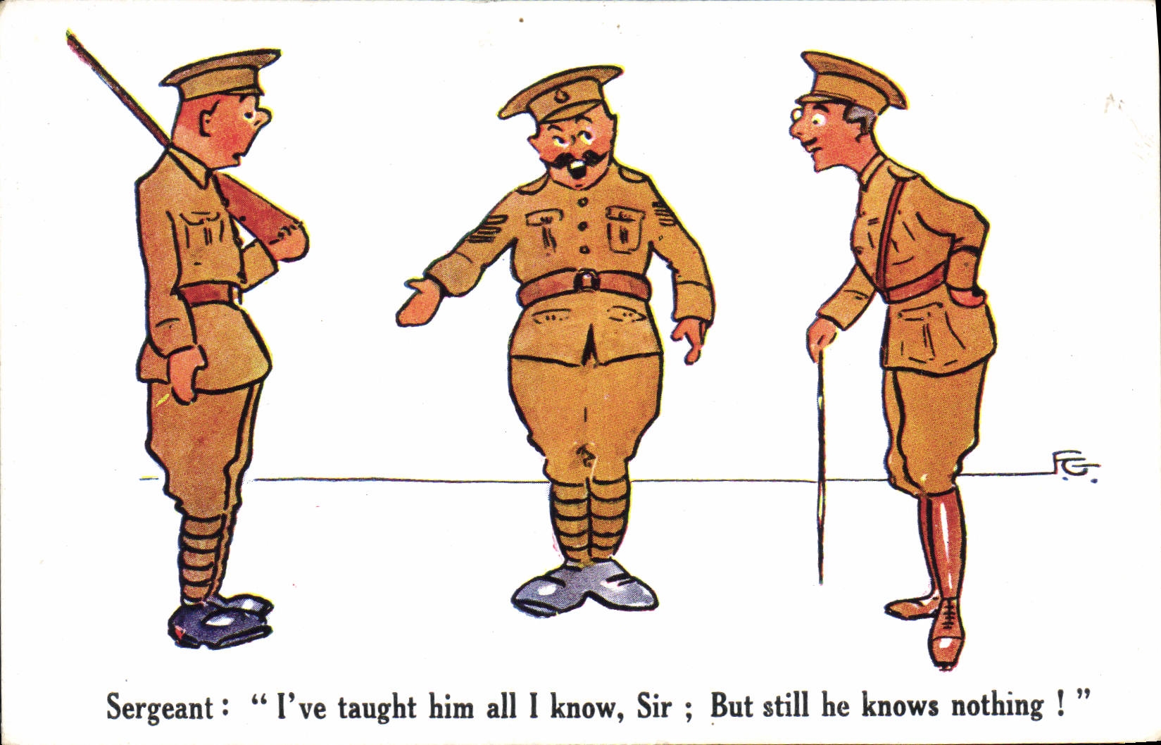 Vintage Postcard Fantasy Illustrator Sergeant Militaria