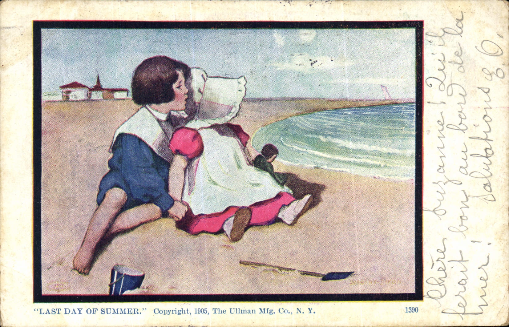 Vintage Postcard Fantasy Illustrator Last day of summer
