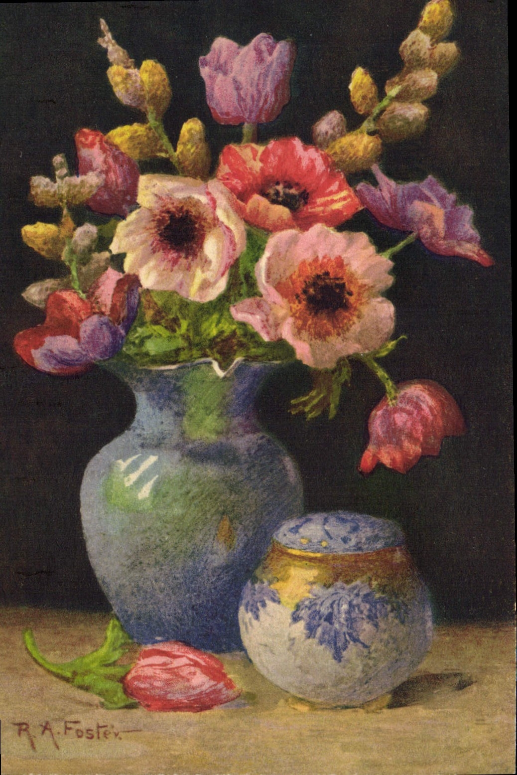 Vintage Postcard Fantasy Foster Flowers