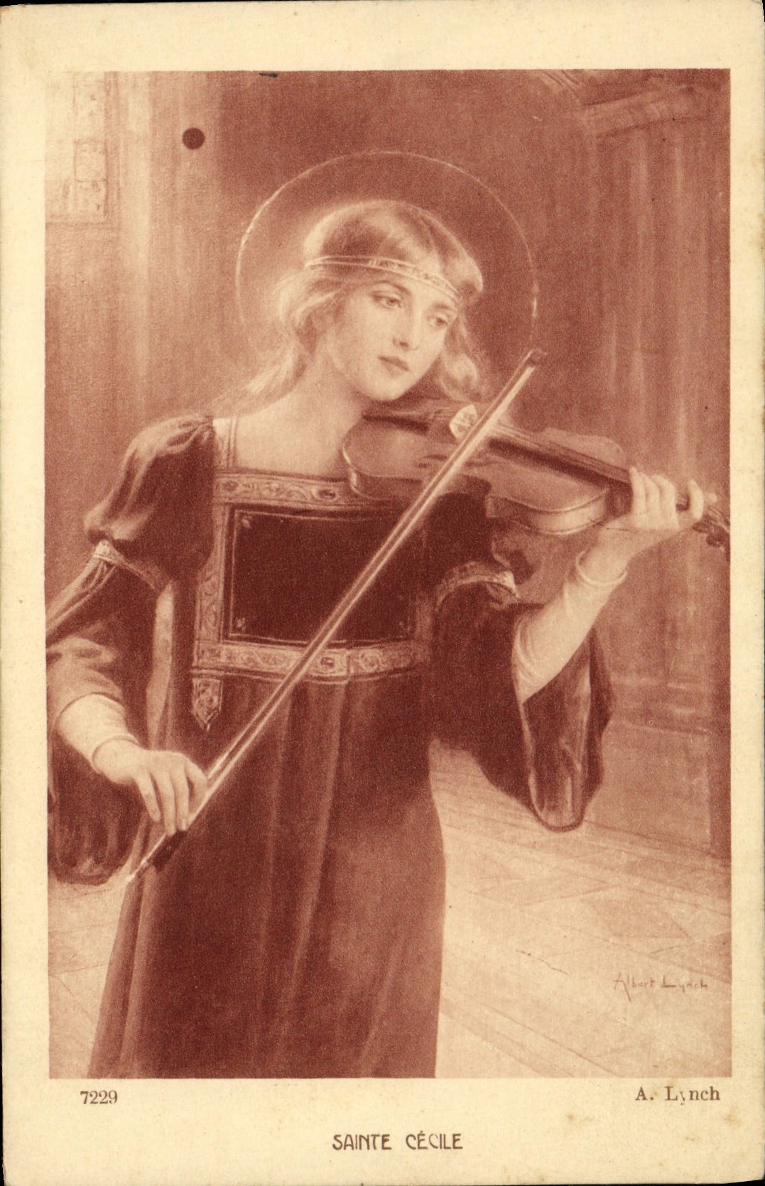 Postal Santo Cecilia Violín