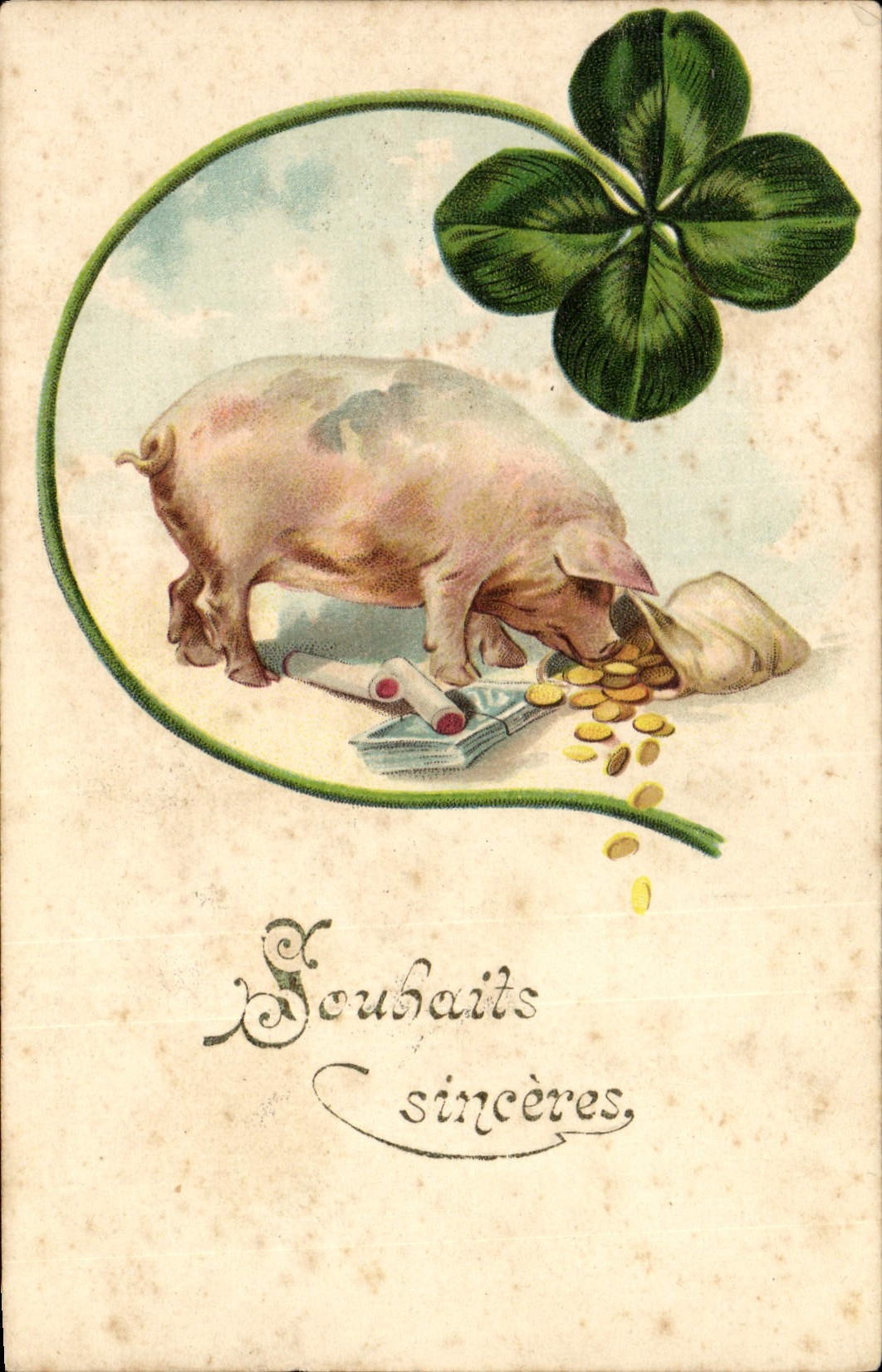 CPA Cochon Porc Trefle 