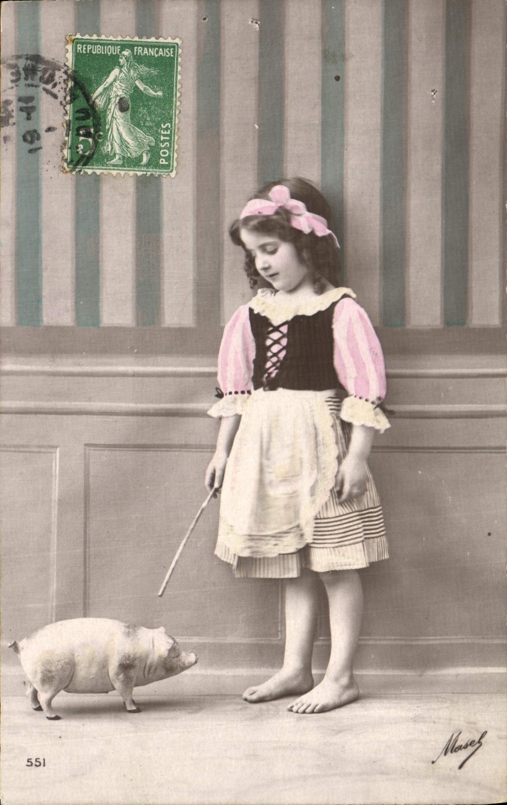 CPA Cochon Porc Enfant 