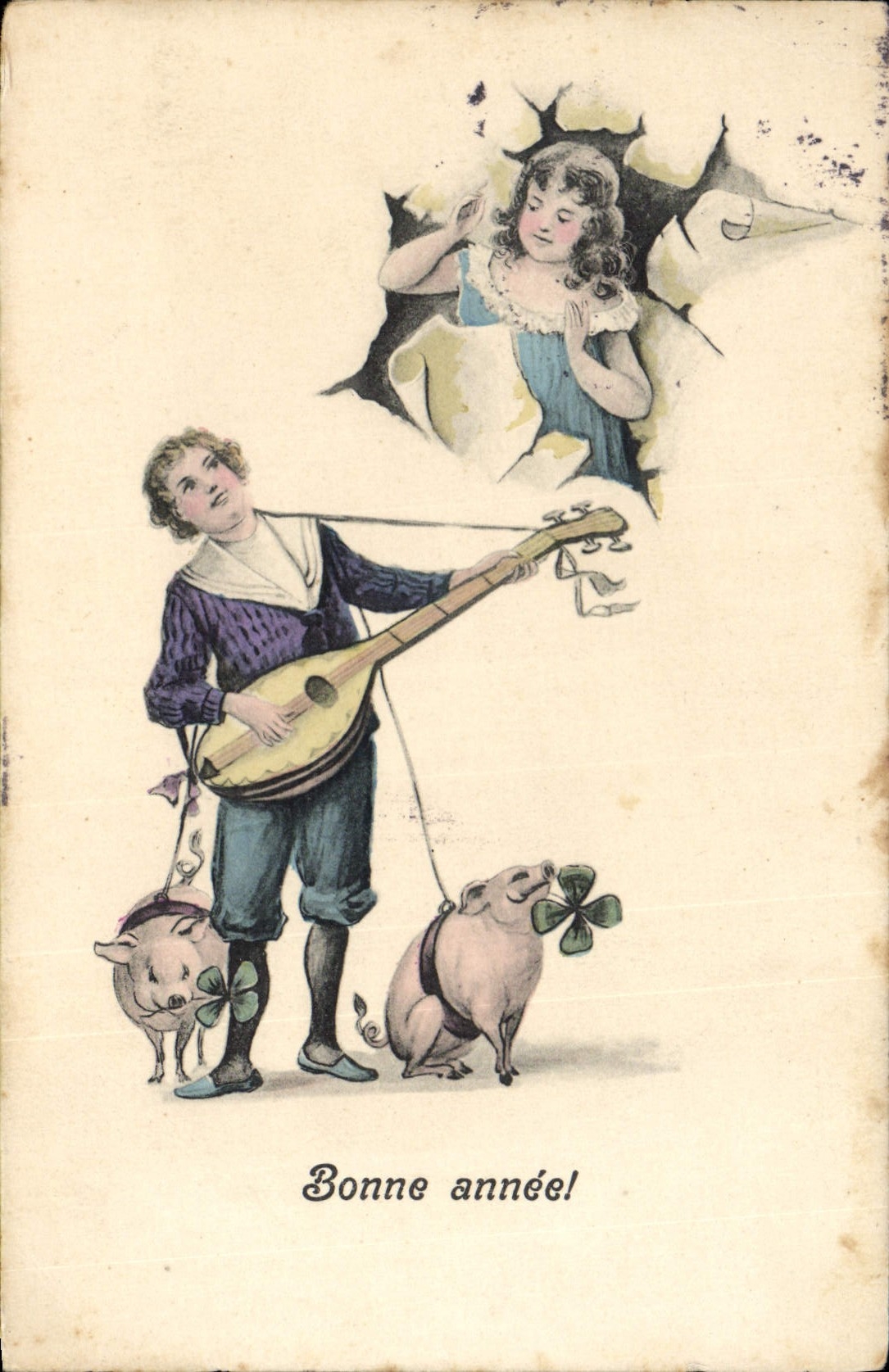 CPA Cochon Porc Enfants 