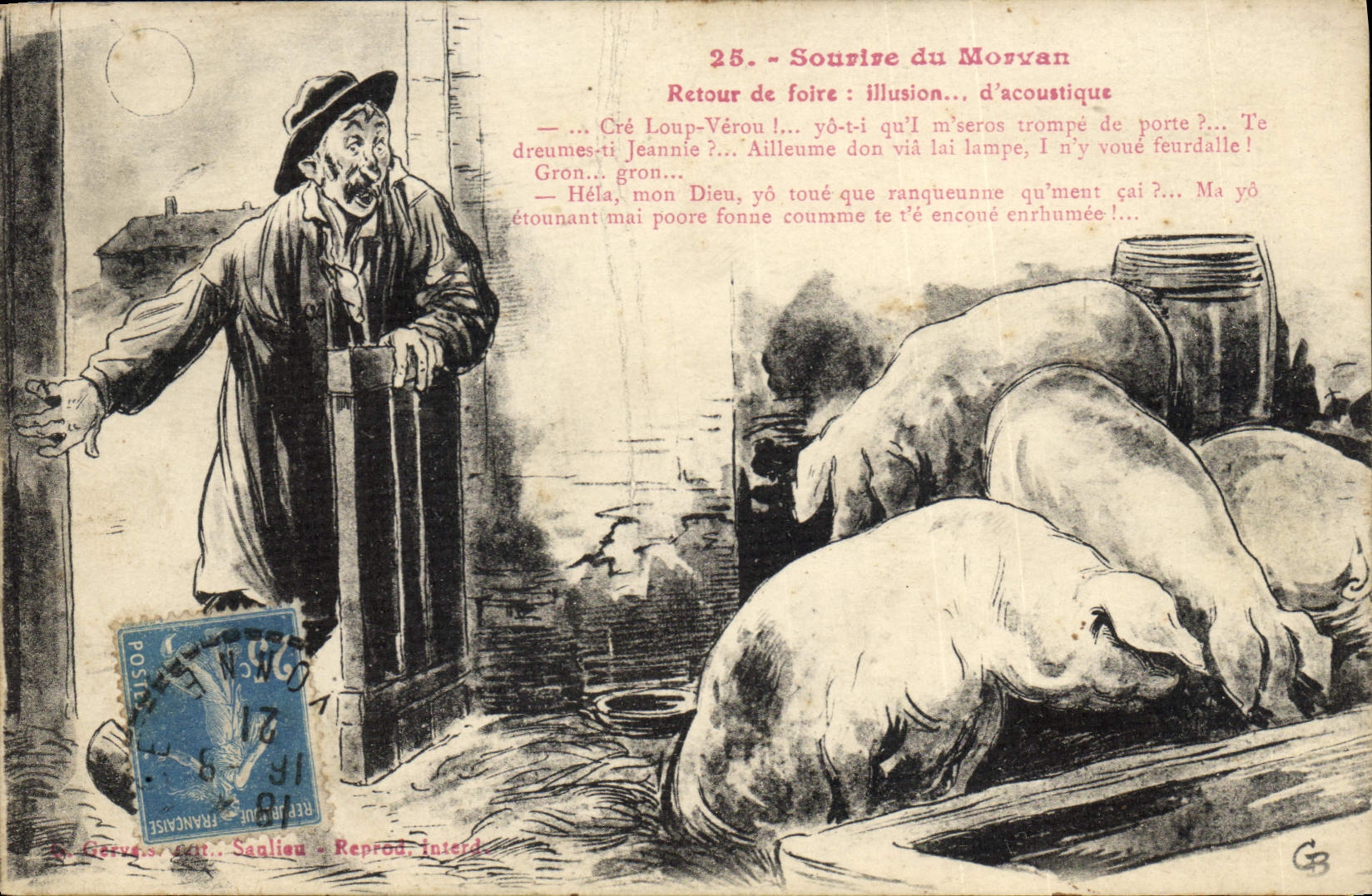 CPA Cochon Porc Sourire du Morvan 