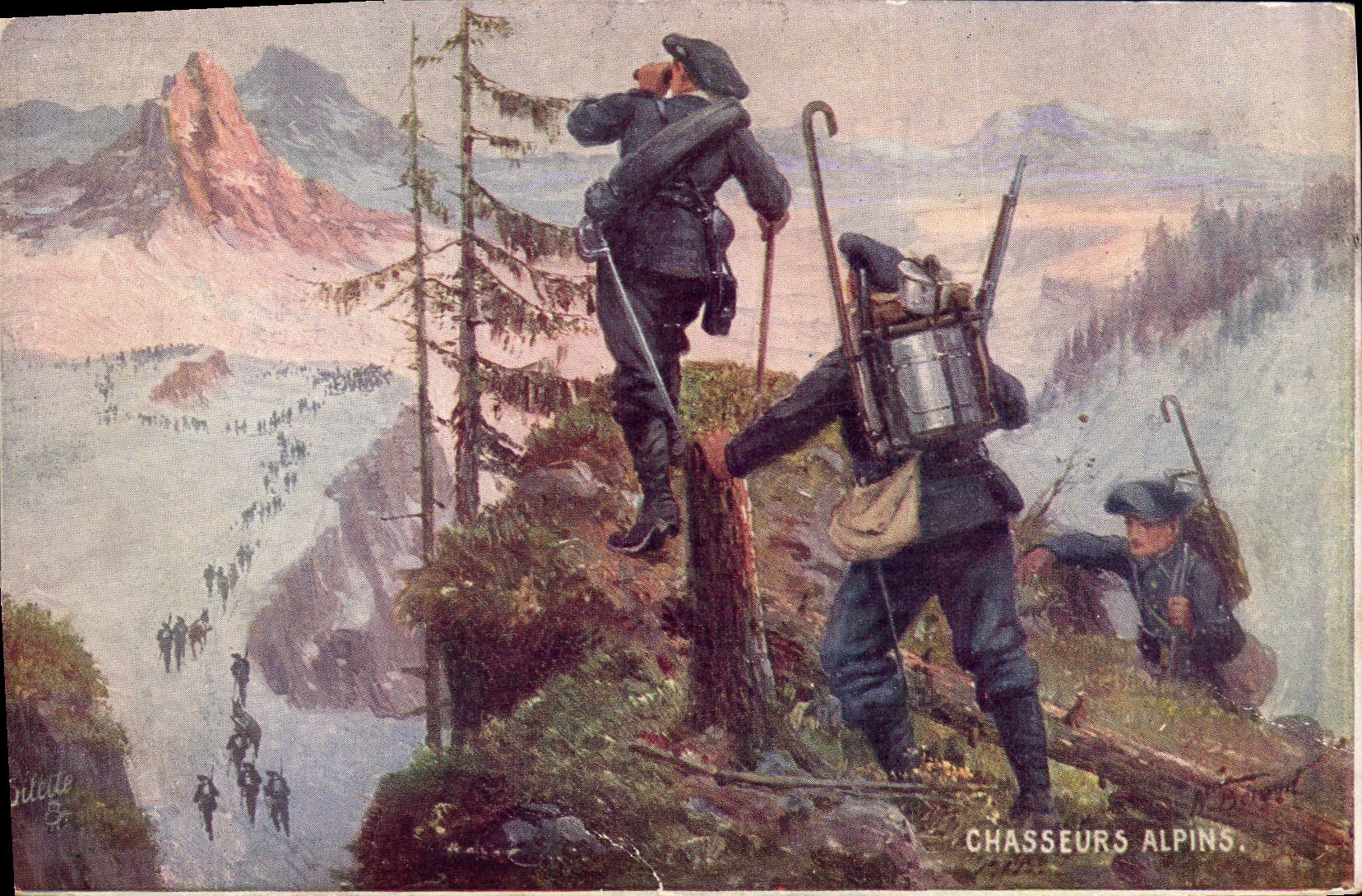 CPA Militaria Chasseurs alpins 