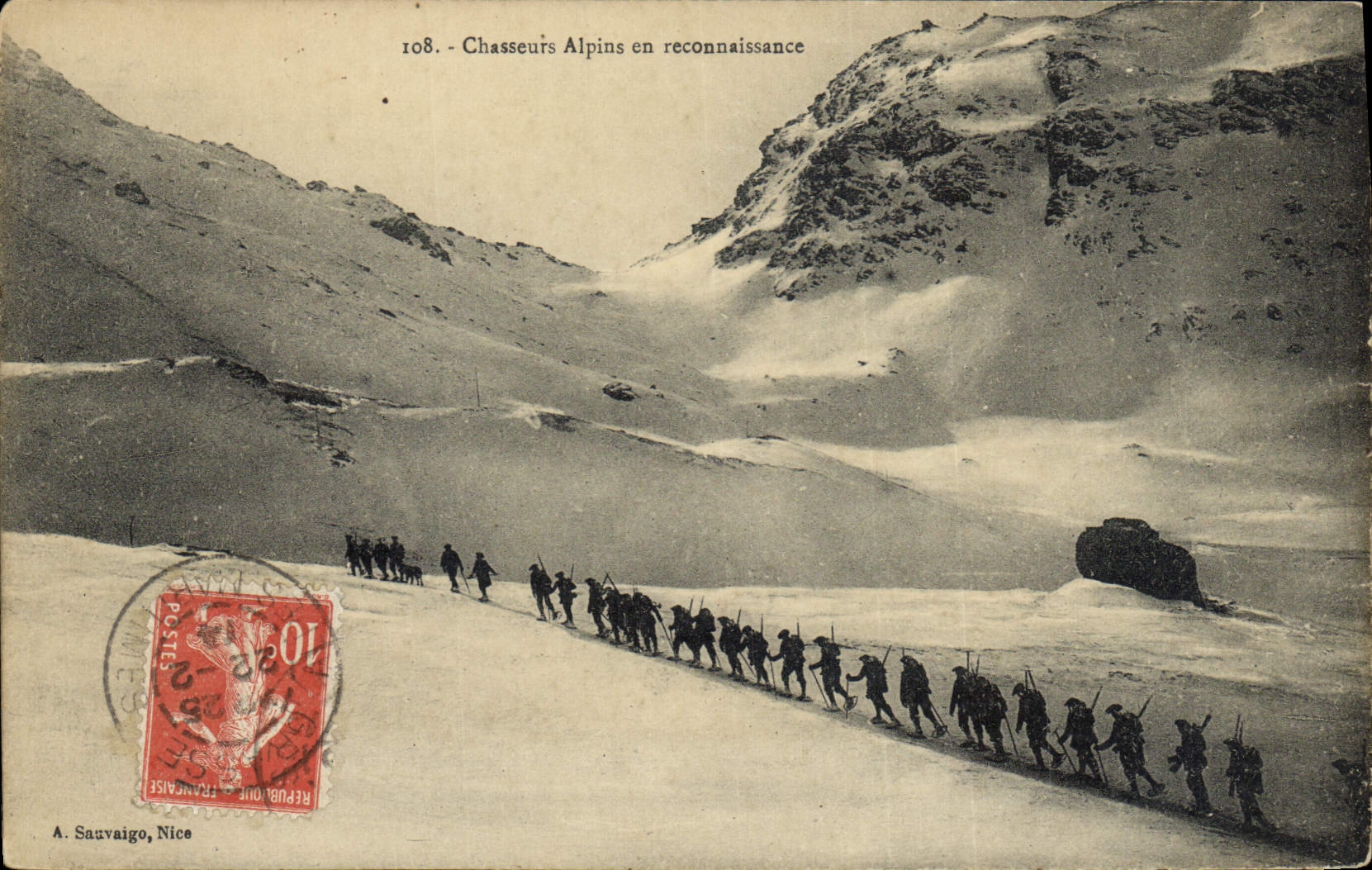 CPA Militaria Chasseurs alpins en reconnaissance