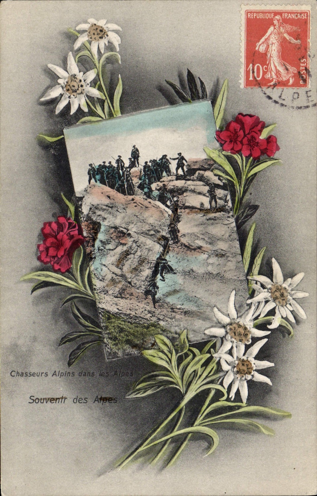 Vintage Postcard Militaria Alps Alpine hunters