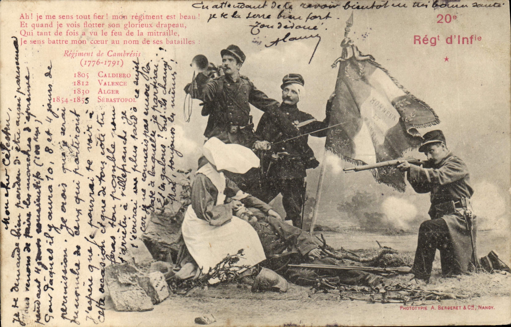Vintage Postcard Militaria Alpine hunters 20th regiment of infantry