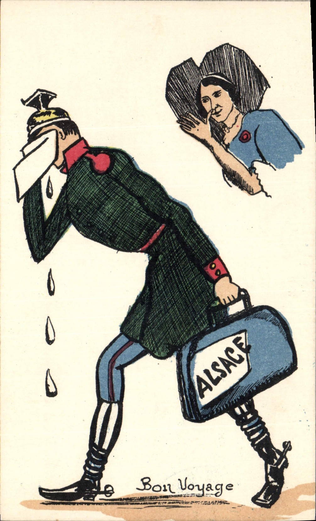 Vintage Postcard Militaria Alsace Bon travels