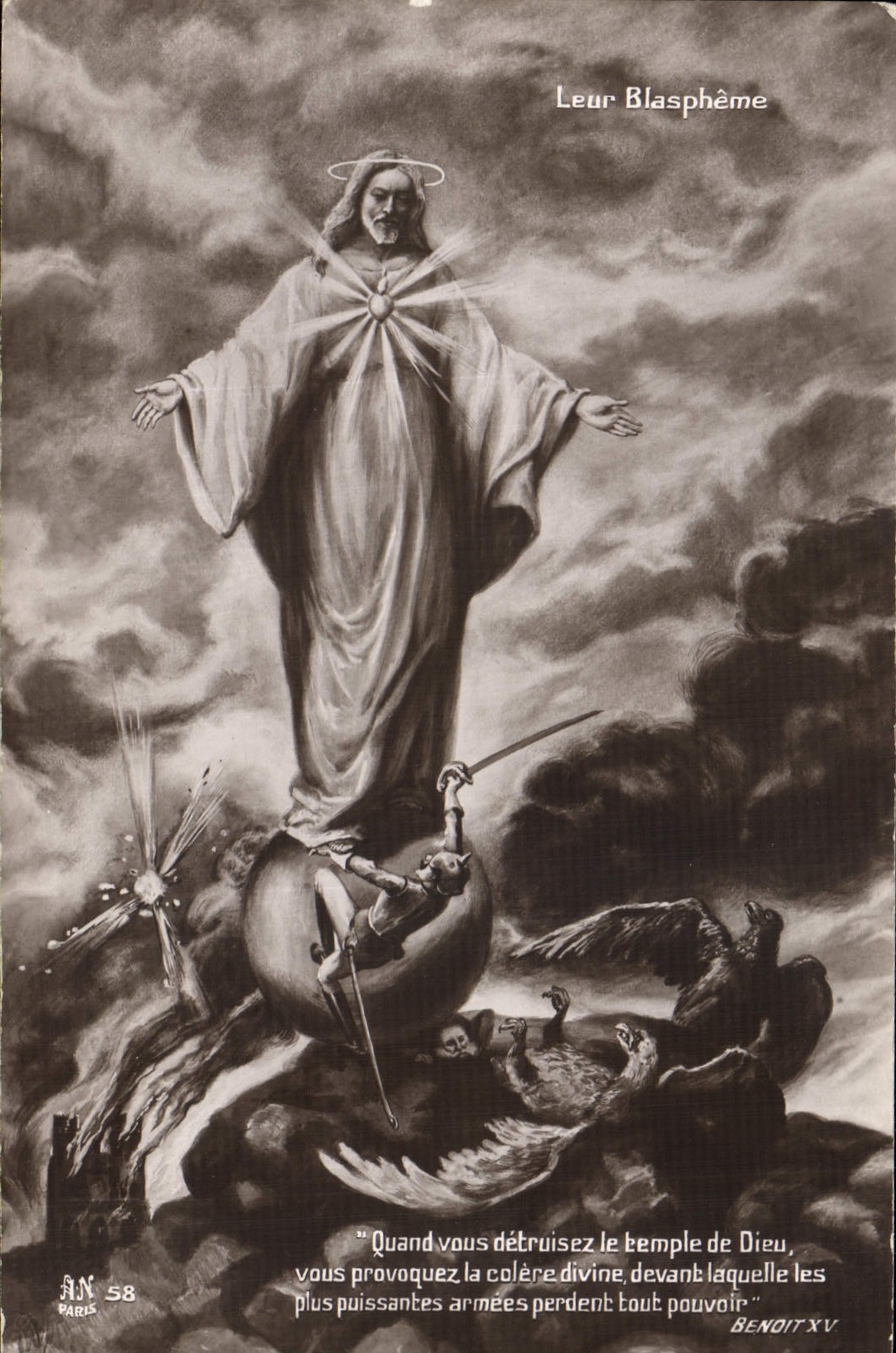 CPA Militaria Leur blaspheme Christ 