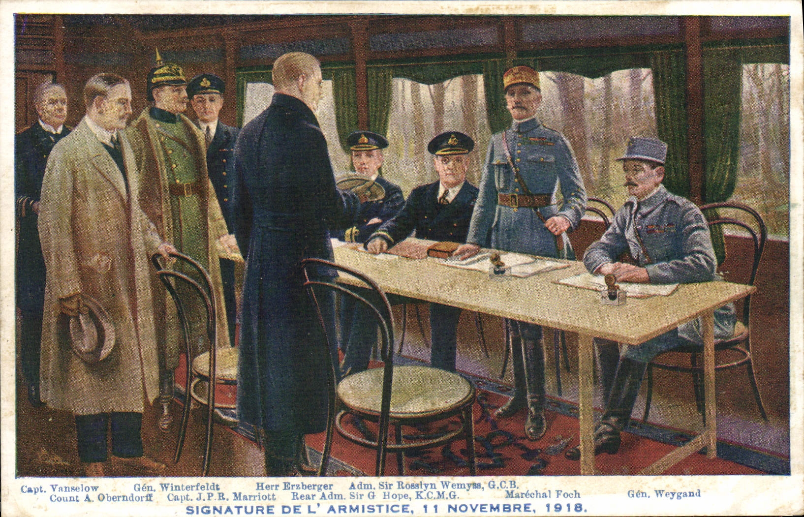 CPA Militaria Signature de l'armistice 11 novembre 1918 