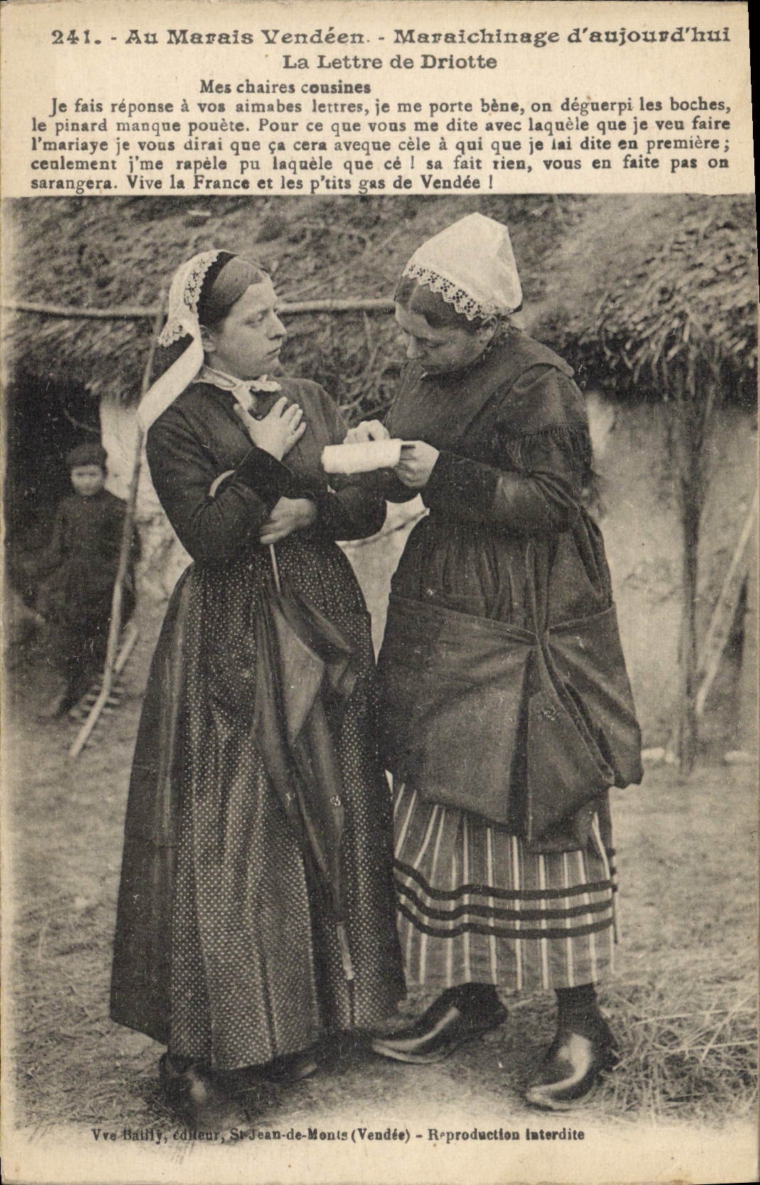 Vintage Postcard Folklore In the Vendean marsh Maraichinage of today the letter of Driotte