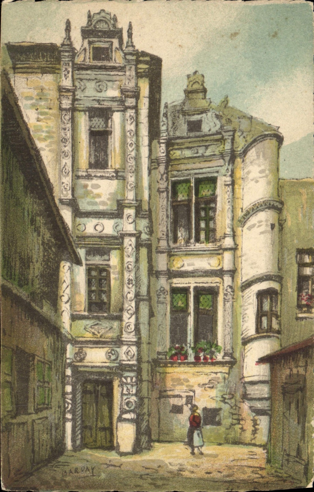 Vintage Postcard Fantasy Angouleme Illustrator the house of St Simon