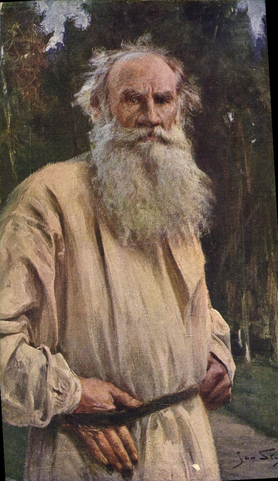 Vintage Postcard Fantasy Illustrator Jean Styka Tolstoi the man of the truth