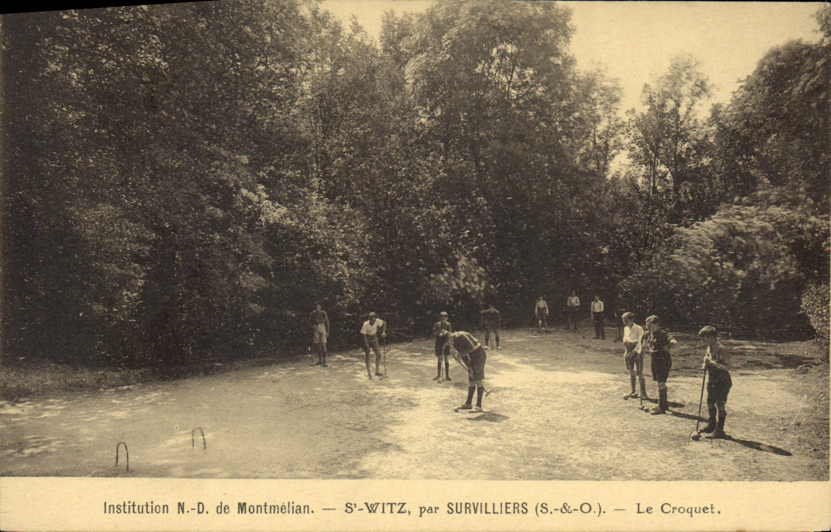 Vintage Postcard Institution Nd of Montmelian St Witz by Survilliers croquet