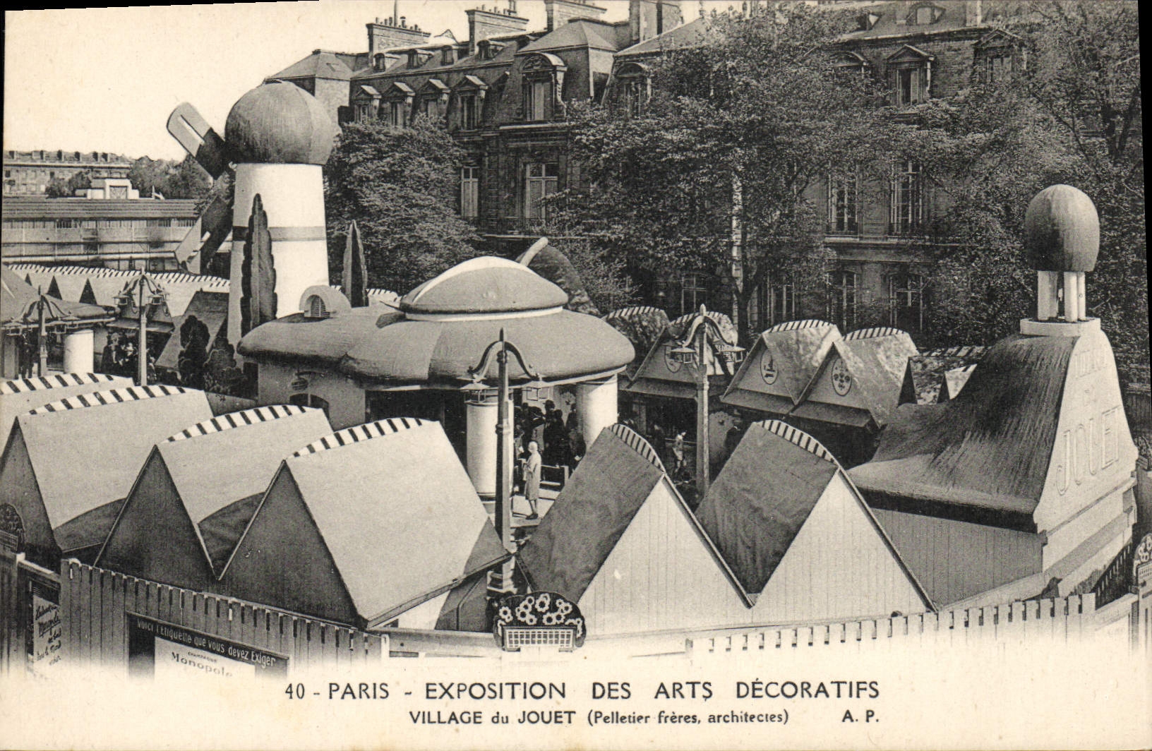 Postal París Exposición de las Artes Decorativas Pueblo del juguete