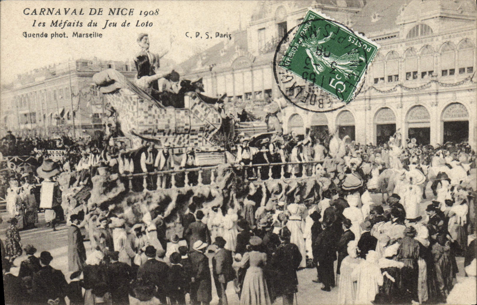 Vintage Postcard Carnival of Nice 1908 misdeeds of the play of lotto