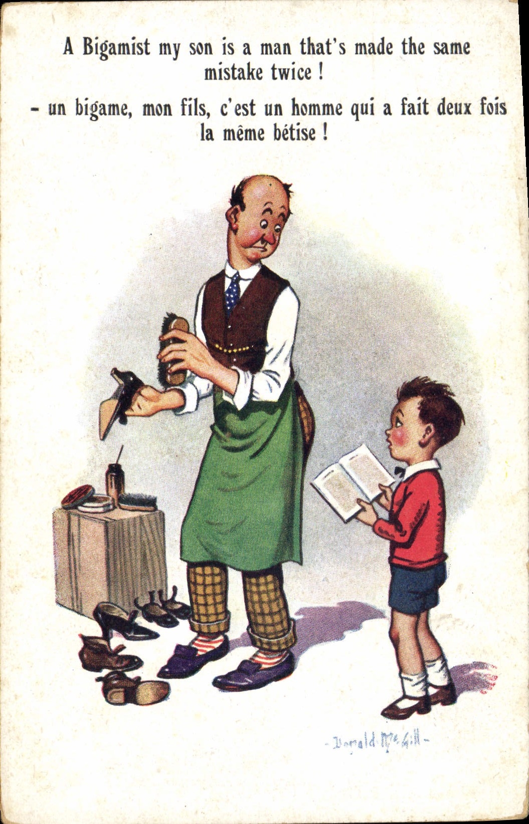 Vintage Postcard Fantasy Illustrator Donald Mc Gill Child Shoes