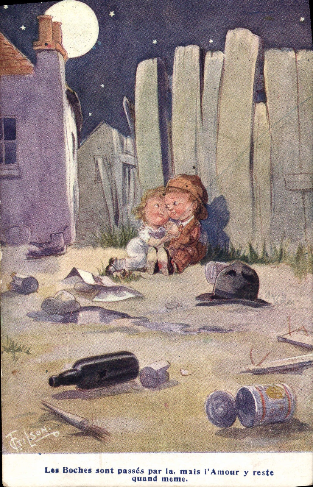 Vintage Postcards Fantaisie Illustrator Children the Boches are Militaria master keys