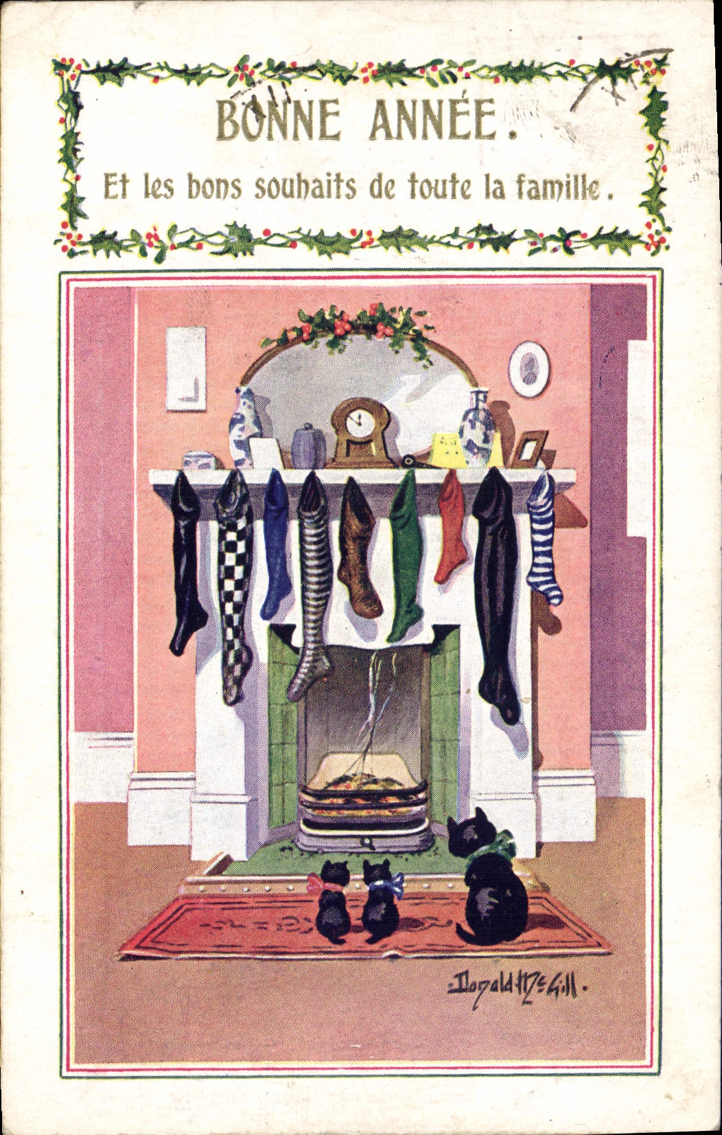 Vintage Postcard Fantasy Illustrator Donald Mc Gill Cat Kitten