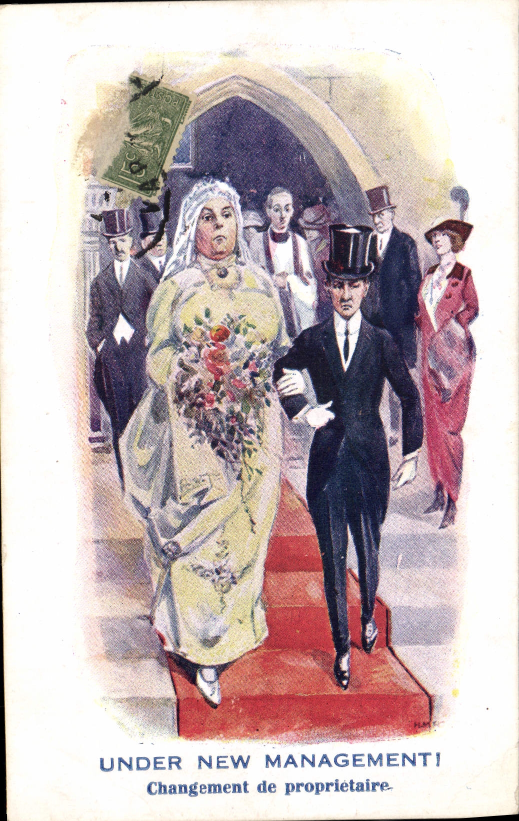 Vintage Postcard Fantasy Illustrator Under new management Marriage