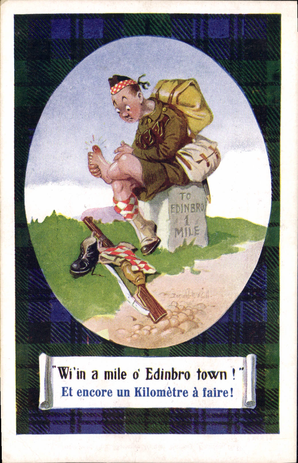 Vintage Postcard Fantasy Illustrator Edindurgh Militaria