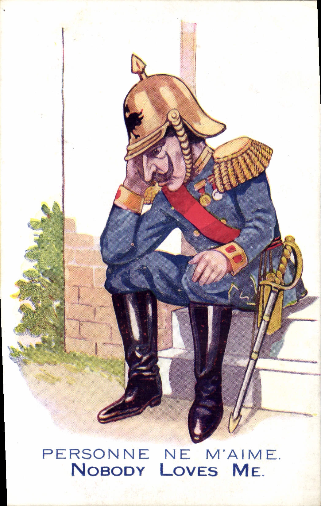 Vintage Postcard Fantaisie Illustrator Nobody likes me Militaria