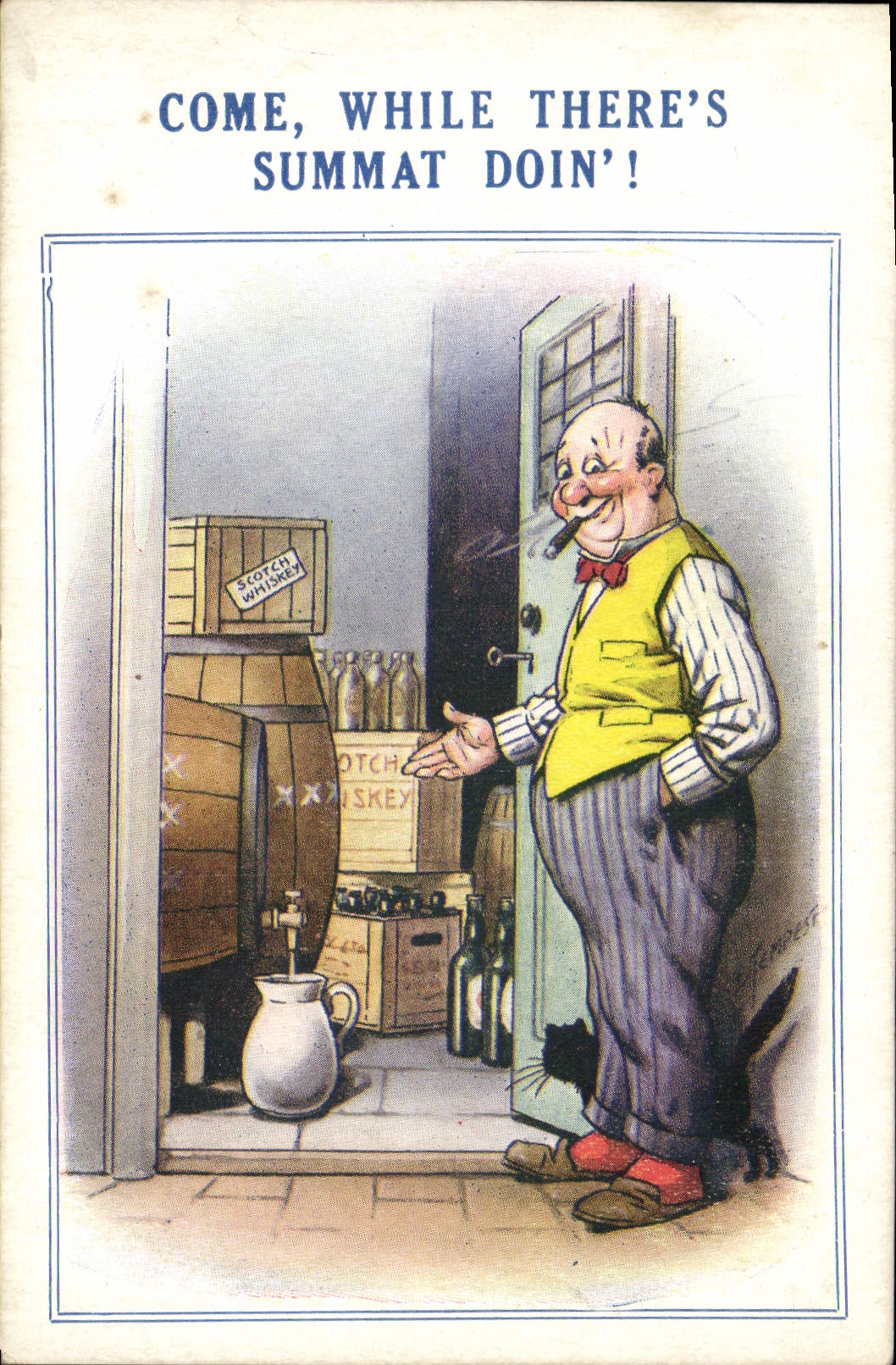 Vintage Postcard Fantasy Whiskey Illustrator