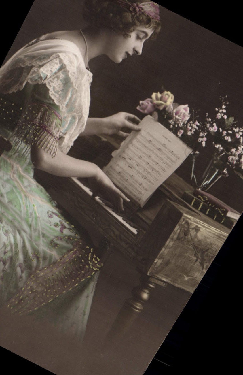 Postal Mujer Clavicordio