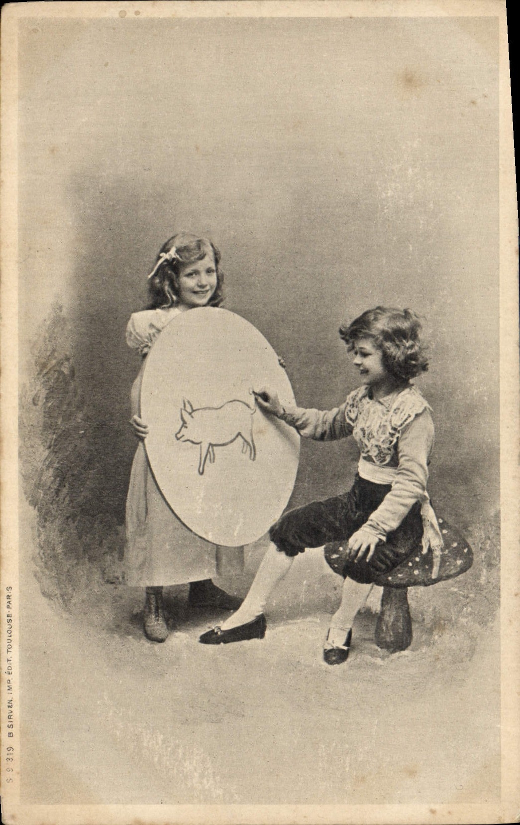 CPA Cochon Porc Enfants 