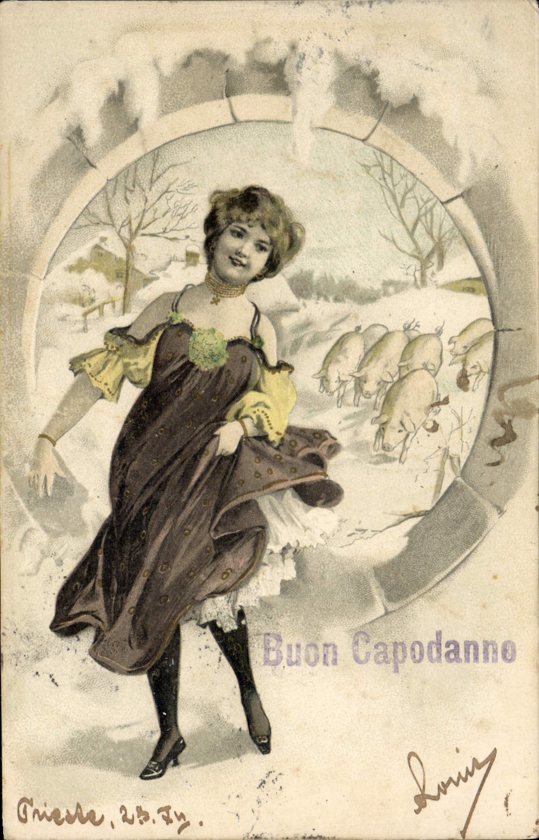 CPA Cochon Porc Enfant 