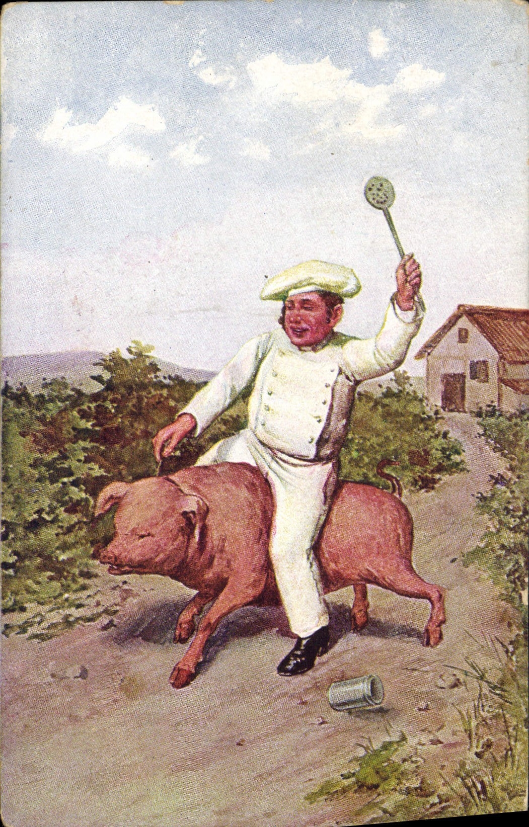CPA Cochon Porc Cuisinier 