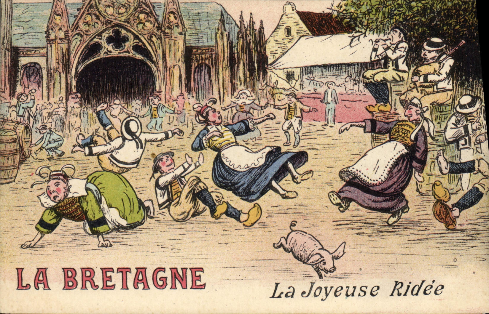 Postal Cerdo Cerdo la Bretaña el alegre arrugada Folclore