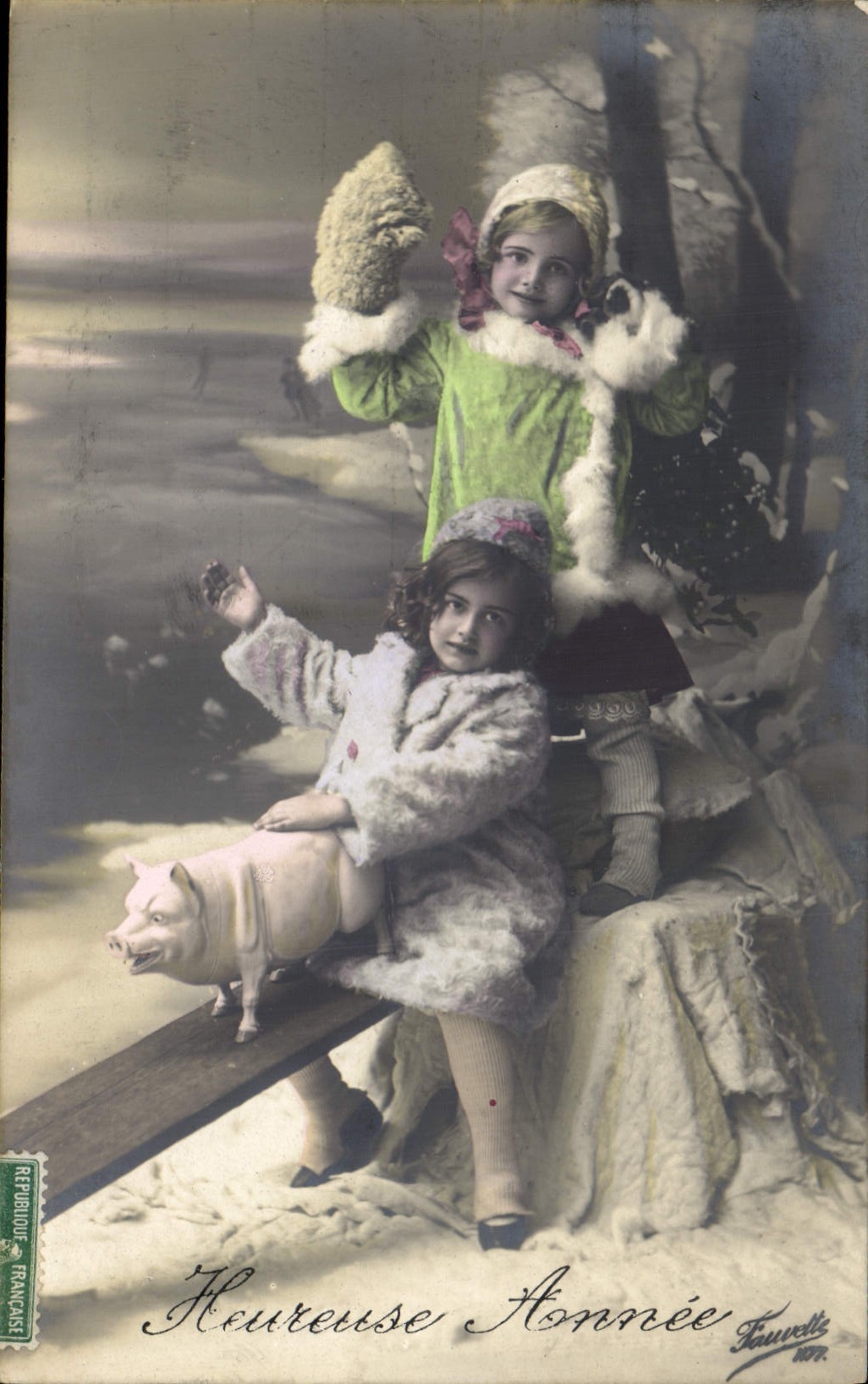 CPA Cochon Porc Enfants 