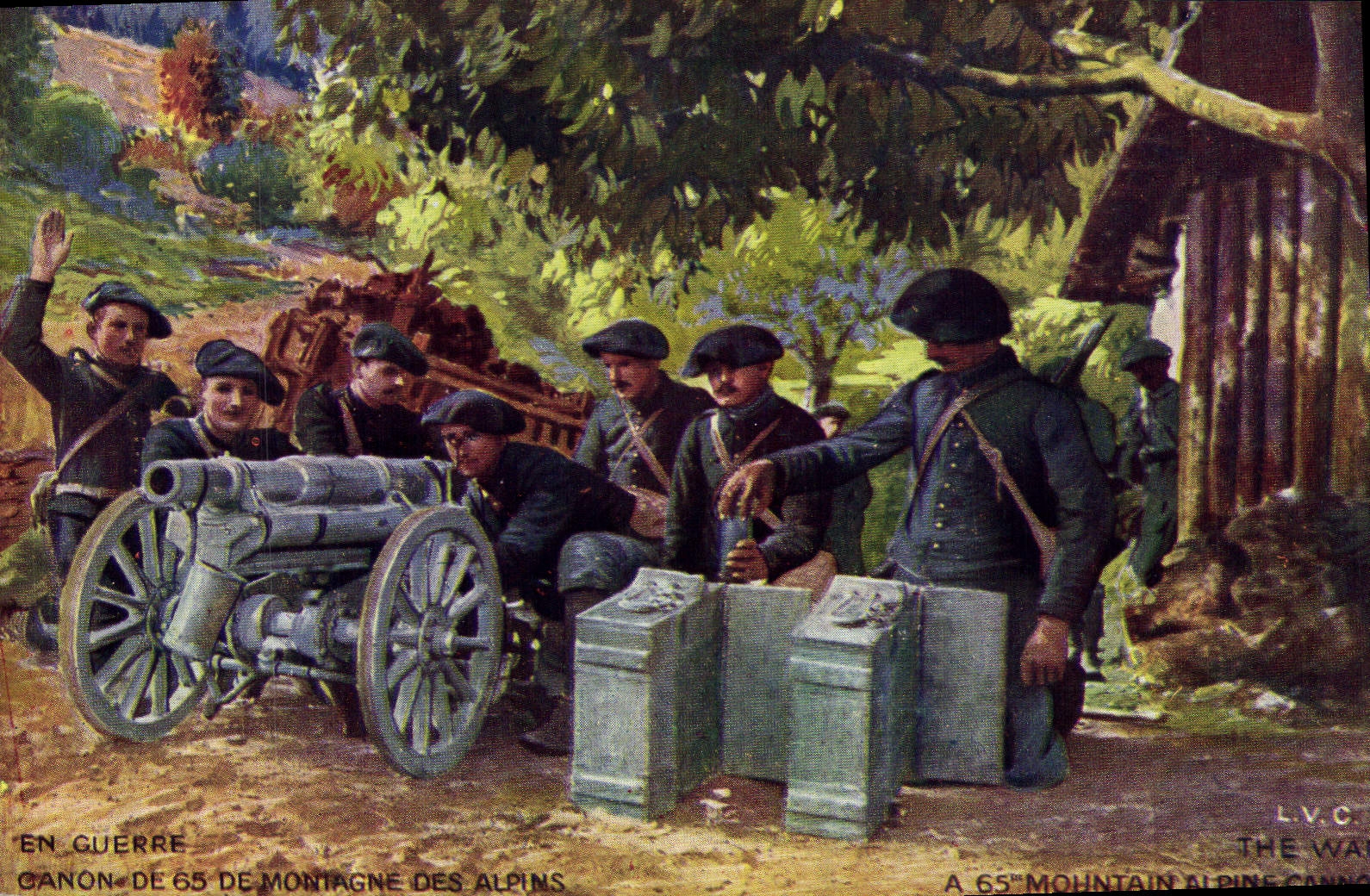 CPA Militaria Chasseurs Alpins Canon de 65 de montagne des Alpins