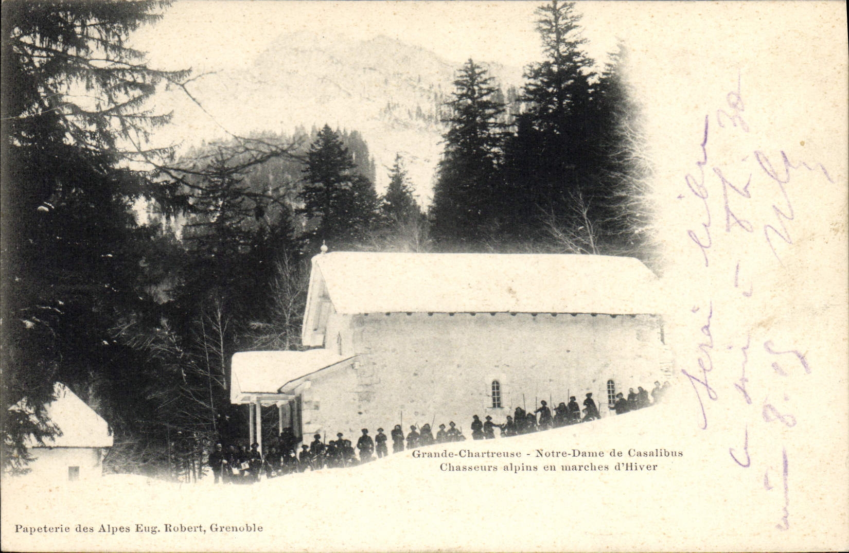 CPA Militaria Chasseurs Alpins en marches d'hiver Grande Chartreuse Notre Dame de Casalibus