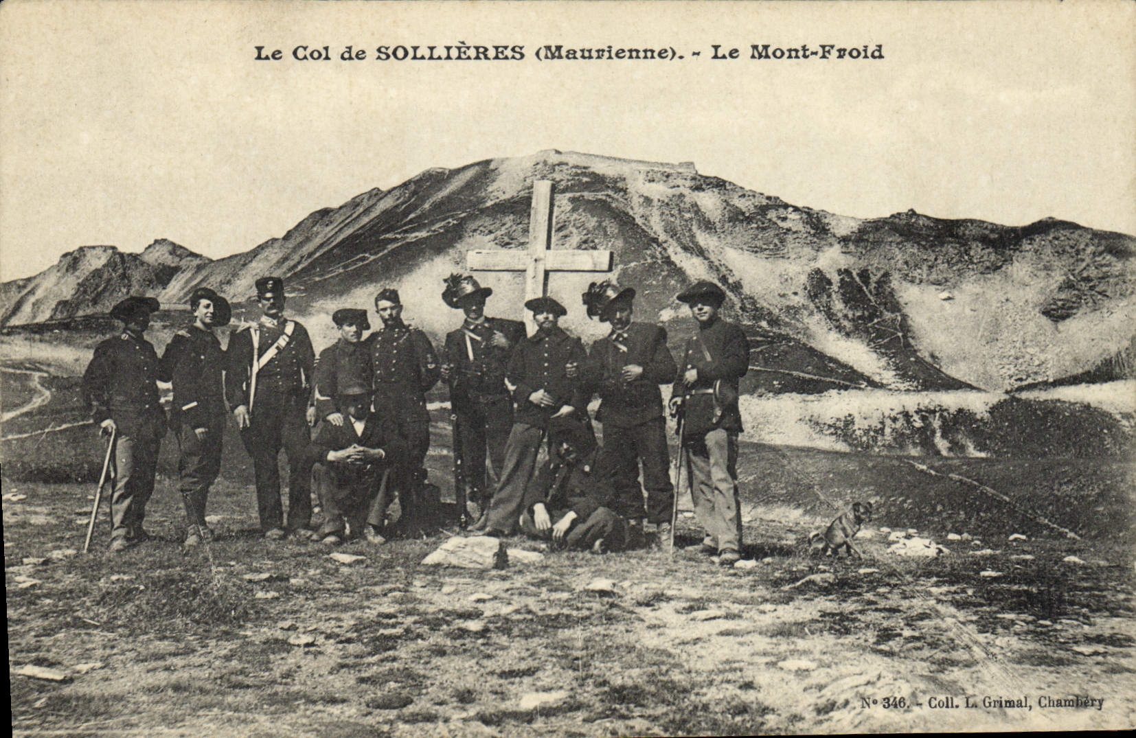 Vintage Postcard Militaria Alpine hunters the collar of Sollieres the Cold Mount